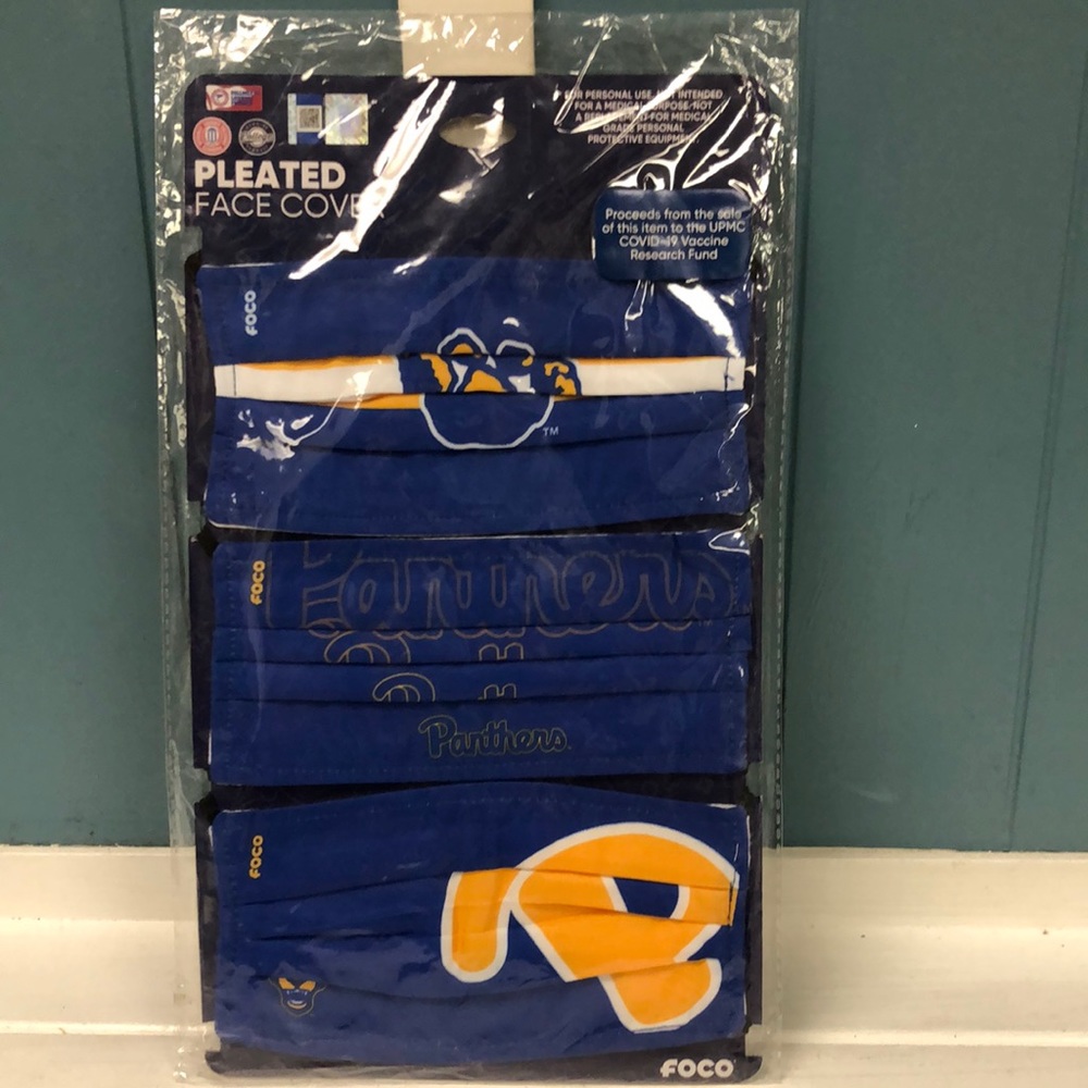 Foco 3 Pleated  Pitt Face‎ Cover Pittsburgh Panthers Official Collegiate Mask